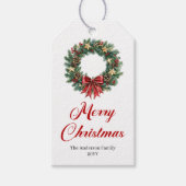 Traditionele Kerstkrans Vakantietags Cadeaulabel (Voorkant)