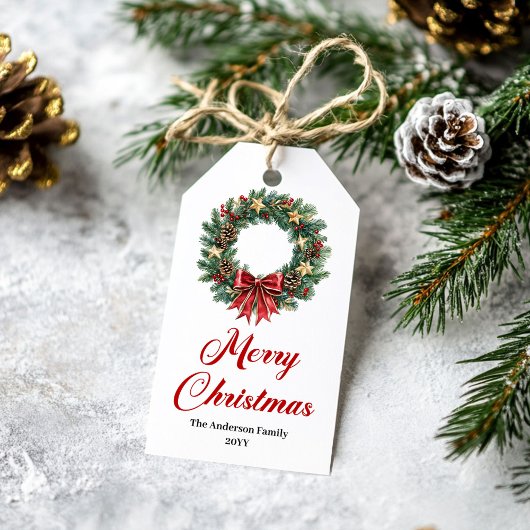 Traditionele Kerstkrans Vakantietags Cadeaulabel