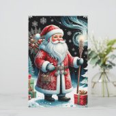 Traditionele Kerstman in Festief Winterlandschap Briefpapier (Staand voorkant)