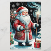 Traditionele Kerstman in Festief Winterlandschap Briefpapier (Achterkant)