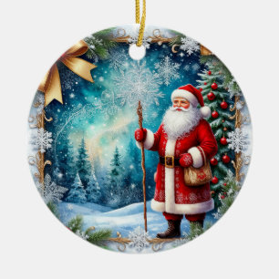 Traditionele Kerstman in Winter Wonderland Keramisch Ornament