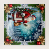 Traditionele Kerstman in Winter Wonderland Legpuzzel (Horizontaal)
