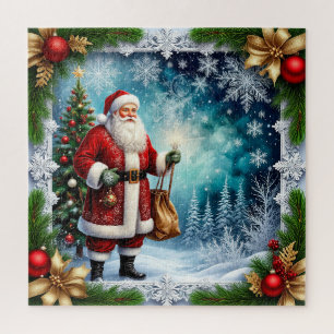 Traditionele Kerstman in Winter Wonderland Legpuzzel