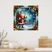 Traditionele Kerstman in Winter Wonderland Poster (Keuken)