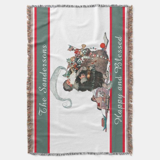 Traditionele kerstman  kerstnaam deken (Voorkant Verticaal)