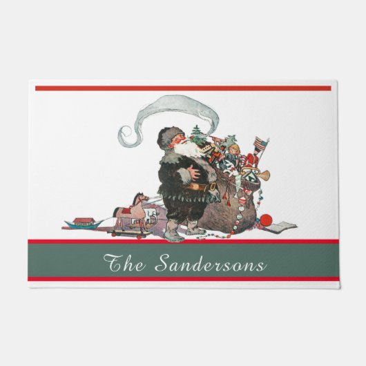 Traditionele kerstman  kerstnaam deurmat (Voorkant)