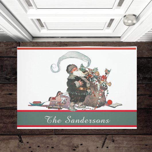 Traditionele kerstman kerstnaam deurmat