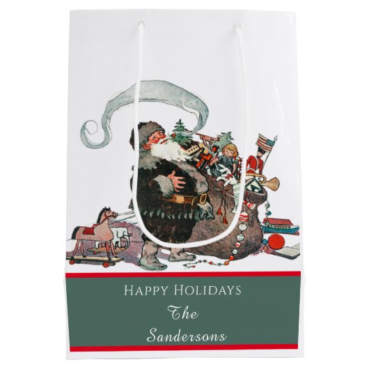 Traditionele kerstman kerstnaam medium cadeauzakje (Achterkant)