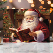 Traditionele kerstman leest kerstboek feestdagen kaart
