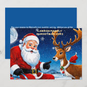 Traditionele Kerstman met zijn rendier gepersonali Feestdagenkaart (Voorkant / Achterkant)