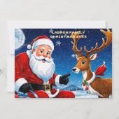 Traditionele Kerstman met zijn rendieren  Persoonl Feestdagenkaart (Voorkant)