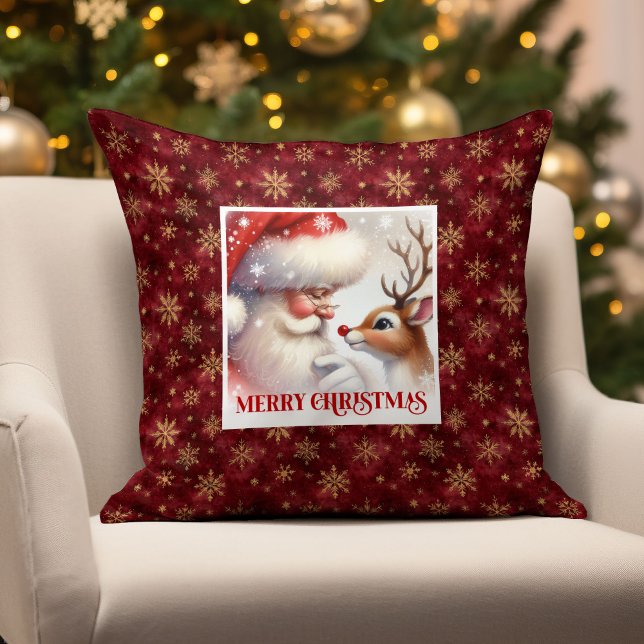 Traditionele Kerstman Rudolph Kerst Kussen Hoes Fe (Traditional Santa Rudolph Xmas Pillow Cozy Festive)