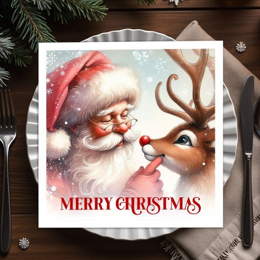 Traditionele Kerstman Rudolph Kerstfeest Set Servet