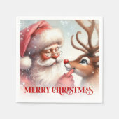Traditionele Kerstman Rudolph Kerstfeest Set Servet (Voorkant)