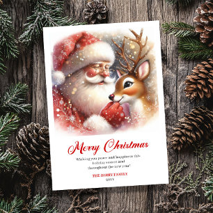 Traditionele Kerstman Rudolph Scene Vakantiegroet Feestdagenkaart