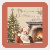 Traditionele Kerstman Sinterklaas Aangepaste Naam Vierkante Sticker (Voorkant)