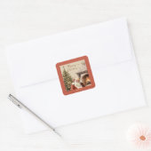 Traditionele Kerstman Sinterklaas Aangepaste Naam Vierkante Sticker (Envelop)
