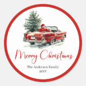 Traditionele Kerstman Vintage Kerst Sticker (Voorkant)