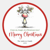 Traditionele Kerstman Vintage Kerst Sticker (Voorkant)