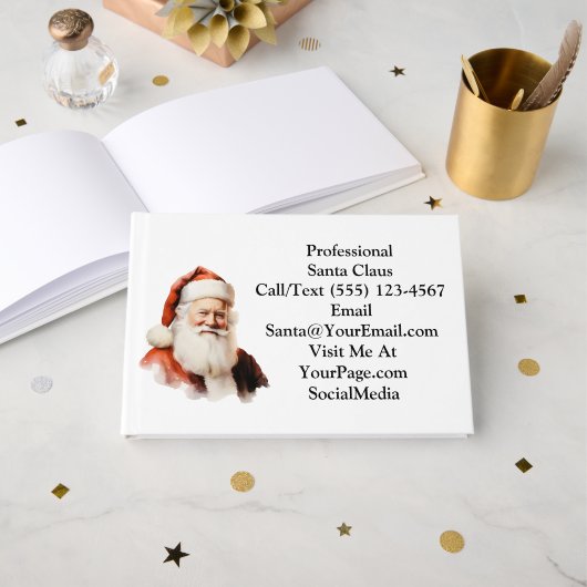 Traditionele kerstman visitekaartje gastenboek (Voorkant open)