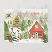 Traditionele Kerstmis Bos Schilderij Vakantie Briefkaart (Voorkant)