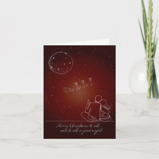 Traditionele Kerstmis Kaart, Rood, Paar, Kerstman Kaart (Voorkant)