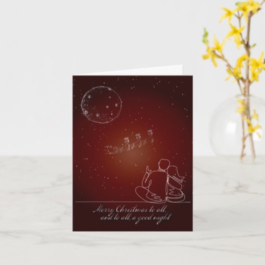 Traditionele Kerstmis Kaart, Rood, Paar, Kerstman Kaart (Gele Bloem)