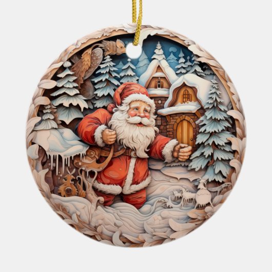 TRADITIONELE KERSTMIS KERSTMAN KERAMISCH ORNAMENT (Voorkant)