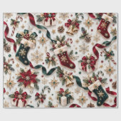 Traditionele Kerstmutsen Lint Cadeaupapier (Vlak)