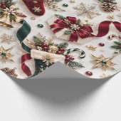 Traditionele Kerstmutsen Lint Cadeaupapier (Hoek)