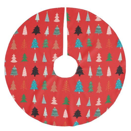 Traditionele kerstpatronen rode rode l groene bome kerstboom rok (Voorkant)