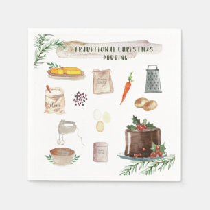 Traditionele Kerstpudding Kerstfeest Servet