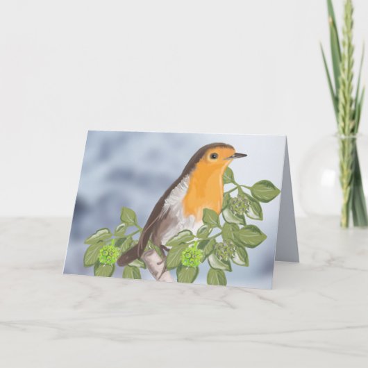 Traditionele kerstRobin en Ivy Feestdagen Kaart (Voorkant)