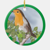 Traditionele kerstRobin en Ivy Keramisch Ornament (Achterkant)