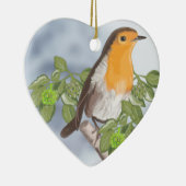 Traditionele kerstRobin en Ivy Keramisch Ornament (Rechts)
