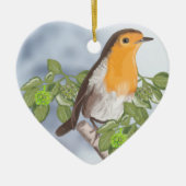 Traditionele kerstRobin en Ivy Keramisch Ornament (Voorkant)