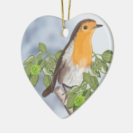 Traditionele kerstRobin en Ivy Keramisch Ornament (Links)