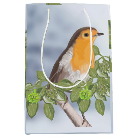 Traditionele kerstRobin en Ivy Medium Cadeauzakje (Voorkant)