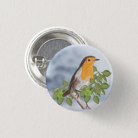 Traditionele kerstRobin en Ivy Ronde Button 3,2 Cm (Voorkant /achterkant)
