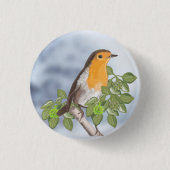 Traditionele kerstRobin en Ivy Ronde Button 3,2 Cm (Voorkant)