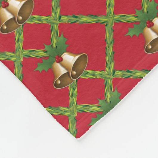 Traditionele kerstrode en groene gordels fleece deken (Hoek)