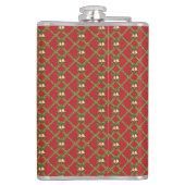 Traditionele kerstrode en groene gordels heupfles (Achterkant)