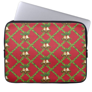 Traditionele kerstrode en groene gordels laptop sleeve