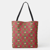 Traditionele kerstrode en groene gordels tote bag (Achterkant)