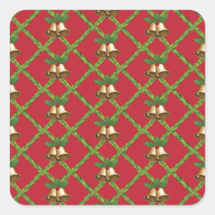 Traditionele kerstrode en groene gordels vierkante sticker