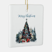 Traditionele Kerstscène Quote Vrolijk Kerstfeest Keramisch Ornament (Rechts)