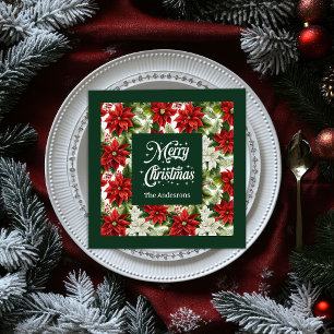 Traditionele Kerstservetten Chic Bloemige Poinsett Servet