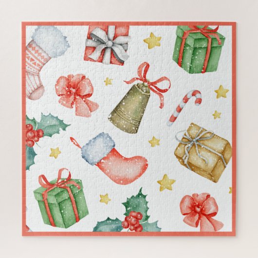 Traditionele kerstsneeuwWaterverf Fun Legpuzzel (Verticaal)