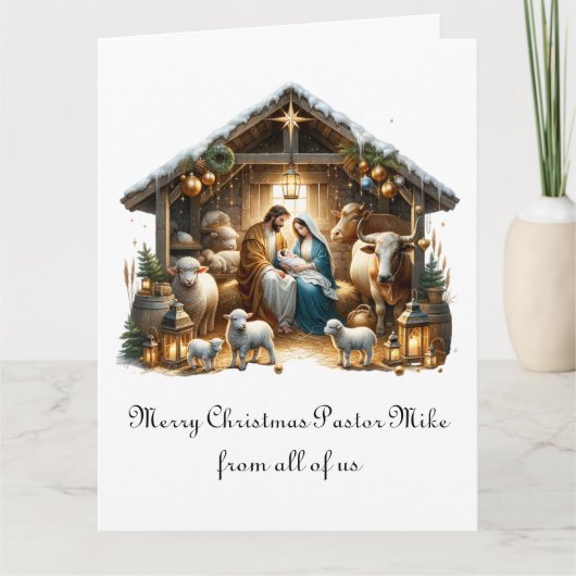 Traditionele Kerststal Aan De Pastor Van De Gemeen Kaart (Voorkant)