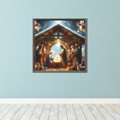 Traditionele kerststal canvas afdruk (Insitu (Houten vloer))
